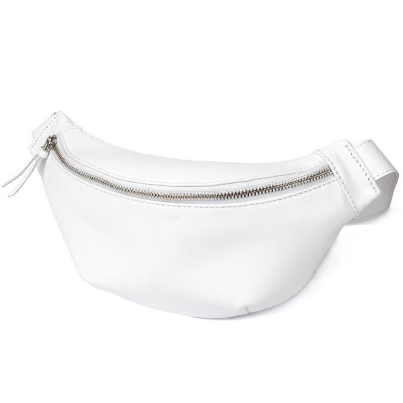 Стильна шкіряна сумка на пояс GRANDE PELLE Білий