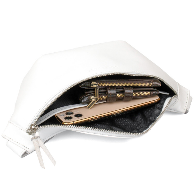 Стильна шкіряна сумка на пояс GRANDE PELLE Білий