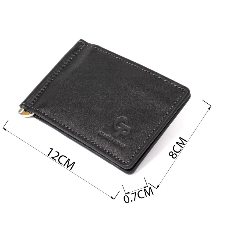 Мужской кожаный зажим для денег GRANDE PELLE Черный