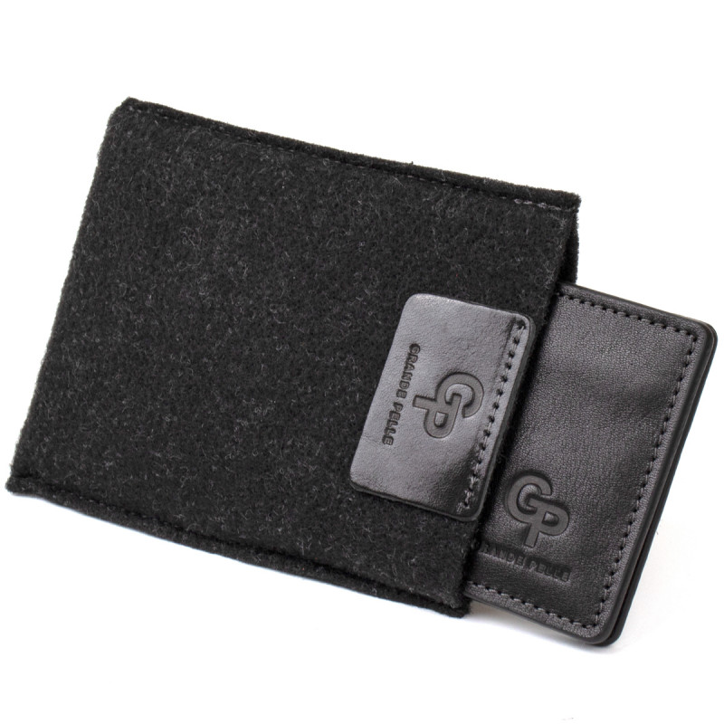 Мужской кожаный зажим для денег GRANDE PELLE Черный