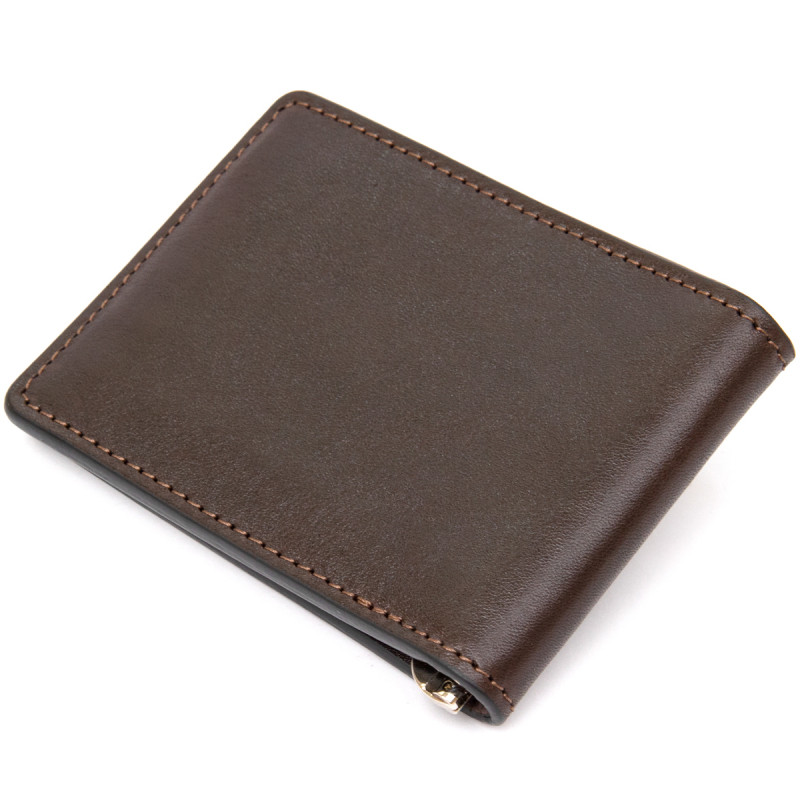 Мужской кожаный зажим для денег GRANDE PELLE Коричневый
