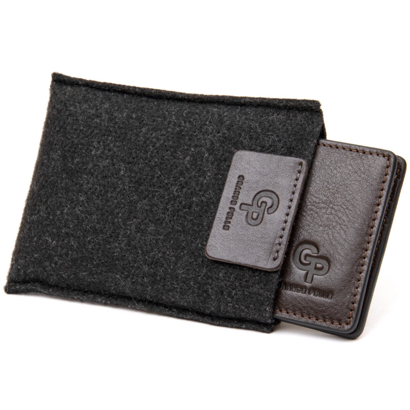 Мужской кожаный зажим для денег GRANDE PELLE Коричневый