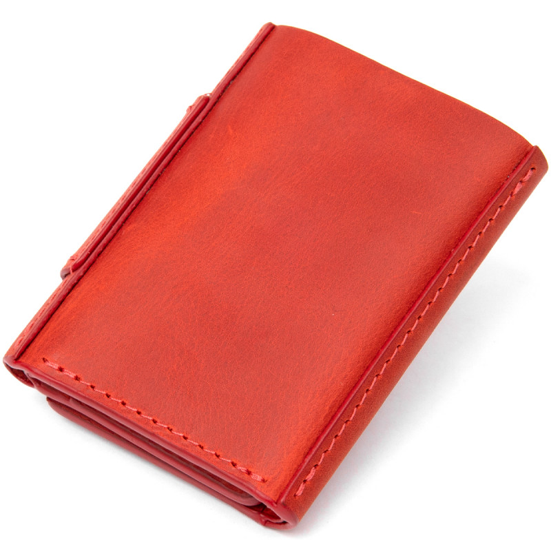 Матовое винтажное портмоне GRANDE PELLE Красный