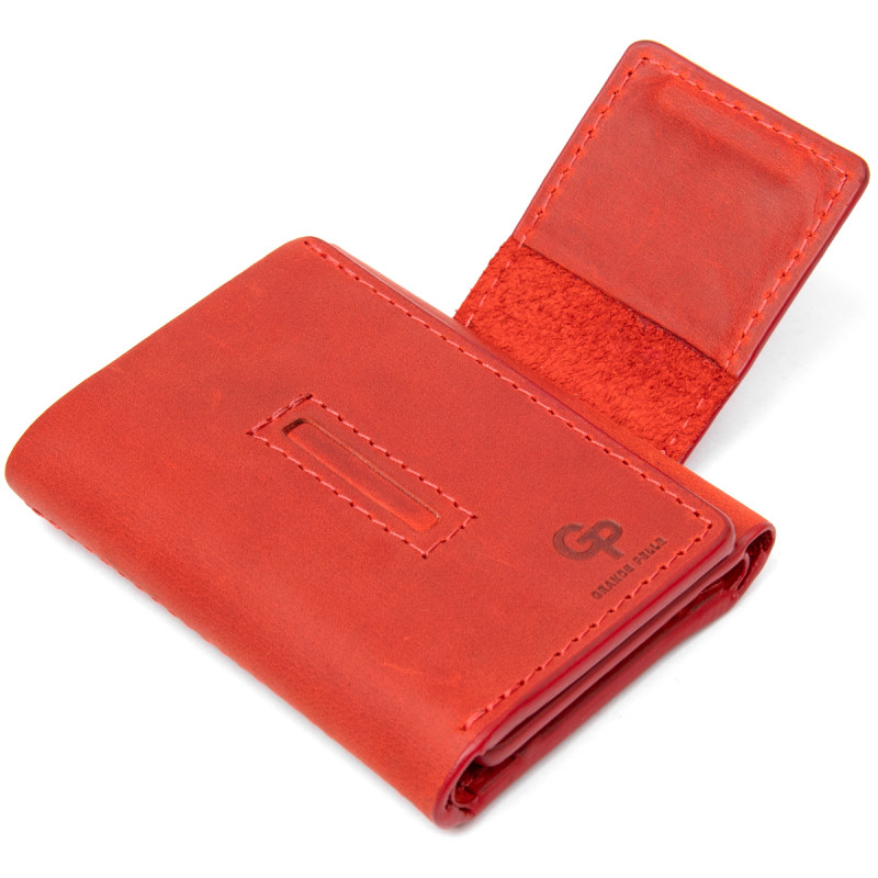 Матовое винтажное портмоне GRANDE PELLE Красный