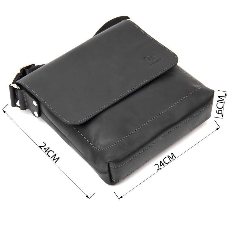 Практичная кожаная мужская сумка GRANDE PELLE Черный