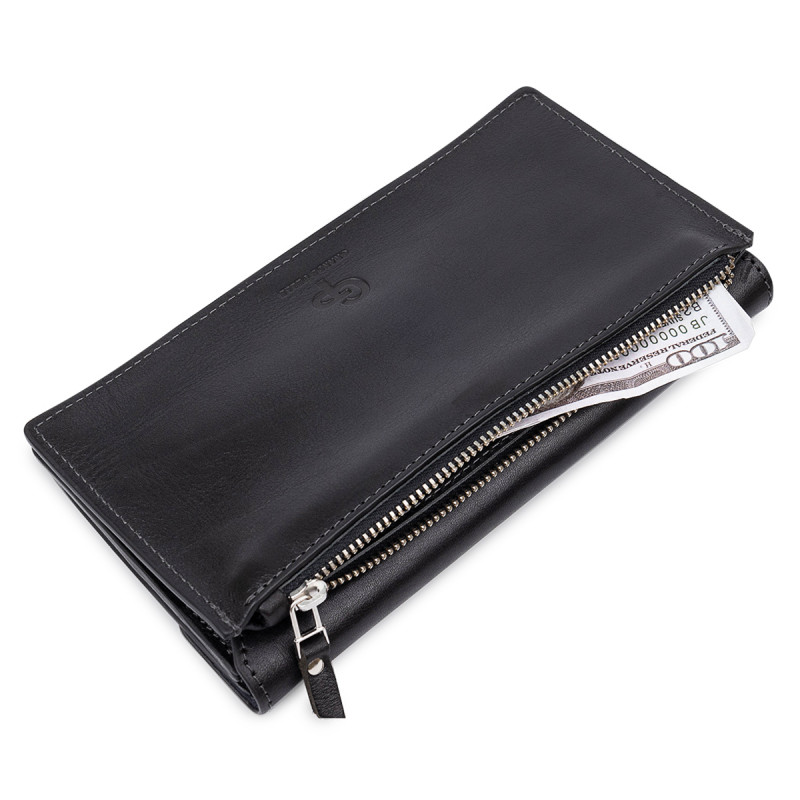 Практичне стильне портмоне унісекс GRANDE PELLE Чорний