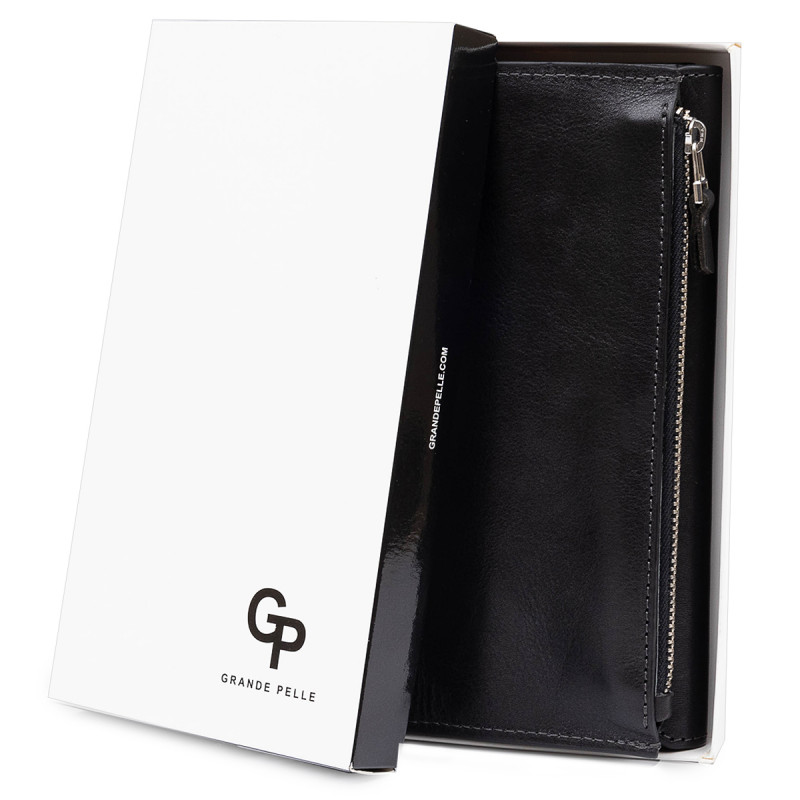 Практичне стильне портмоне унісекс GRANDE PELLE Чорний