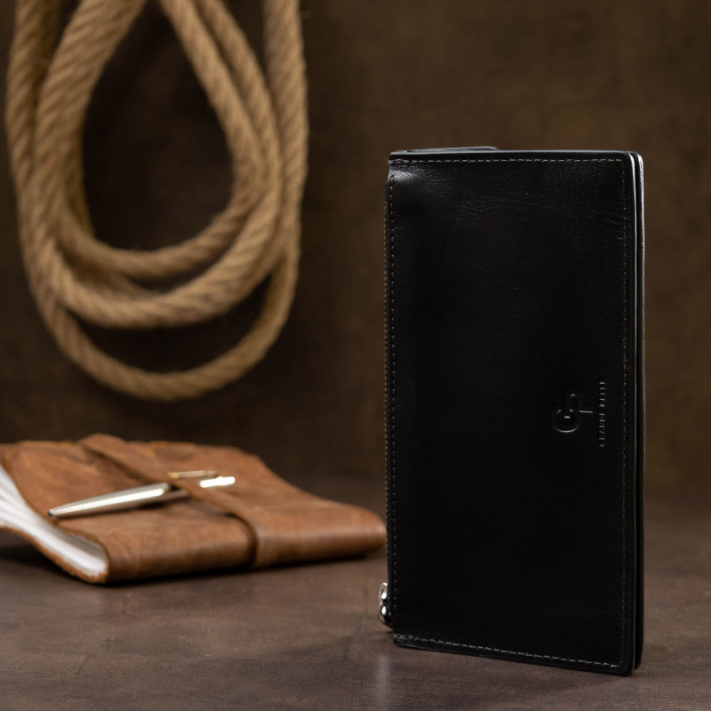 Практичне стильне портмоне унісекс GRANDE PELLE Чорний