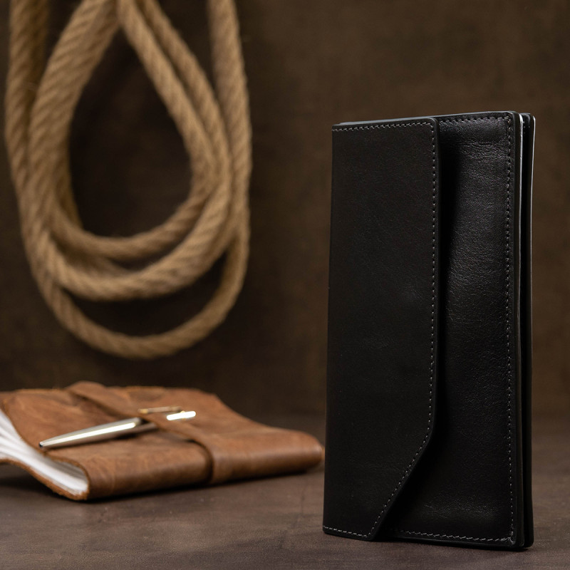 Практичне стильне портмоне унісекс GRANDE PELLE Чорний