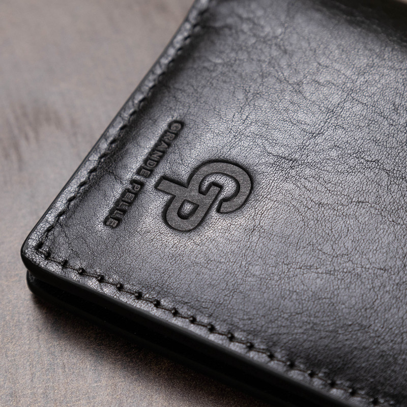 Практичне чоловіче портмоне GRANDE PELLE Чорний