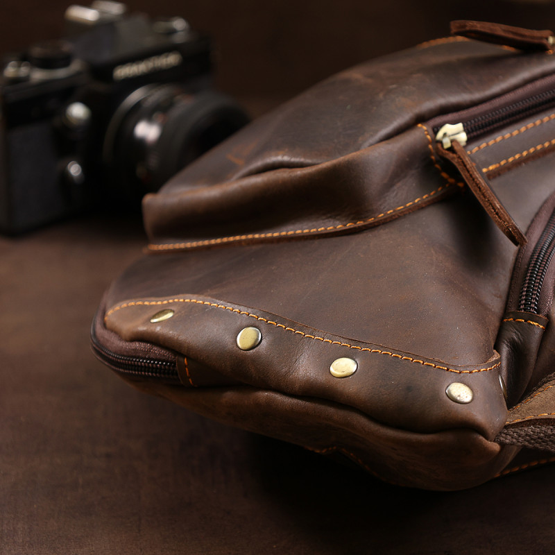 Кожаная мужская винтажная сумка через плечо Vintage Коричневый