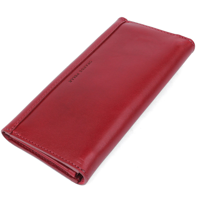 Чудовий шкіряний жіночий гаманець Grande Pelle Бордовий
