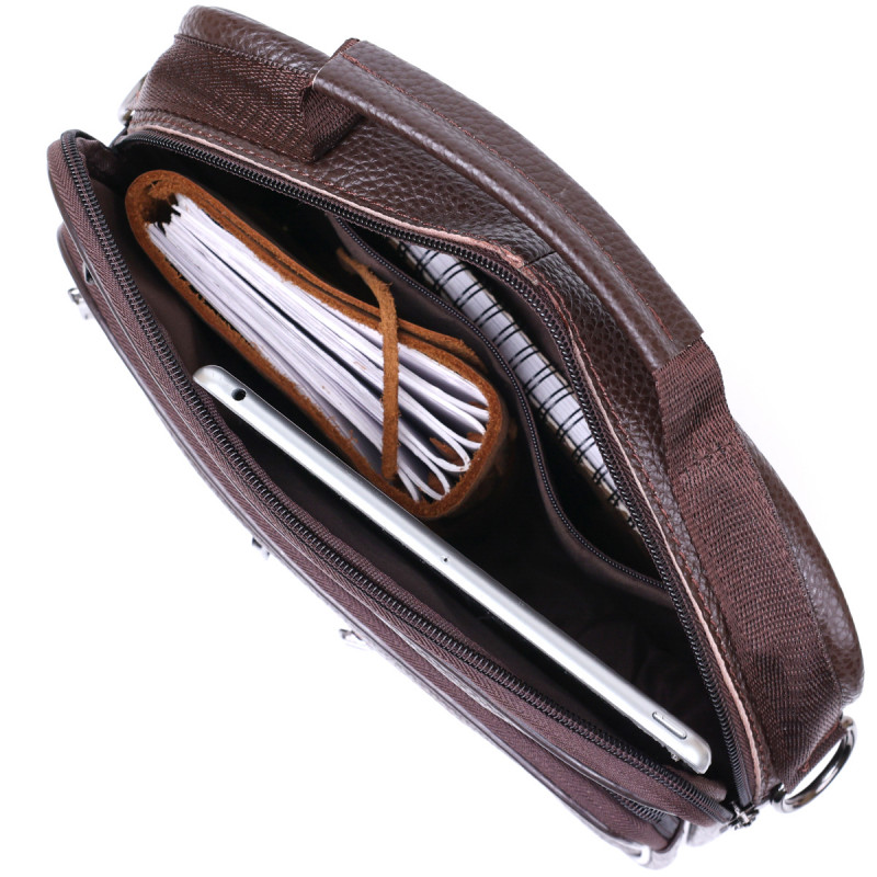 Практична шкіряна чоловіча сумка Vintage Коричневий