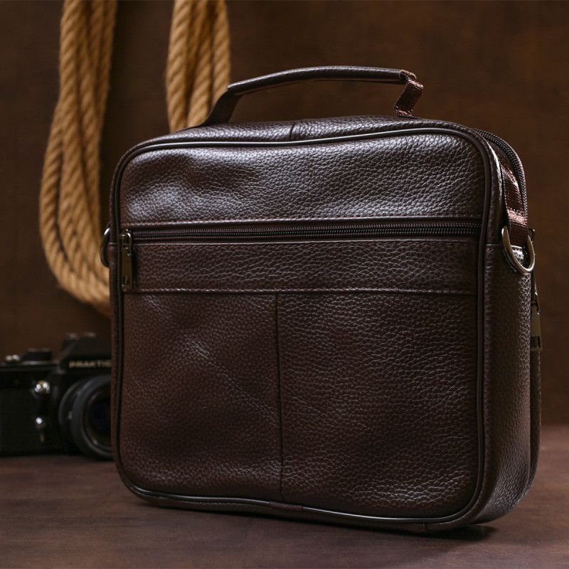 Практична шкіряна чоловіча сумка Vintage Коричневий