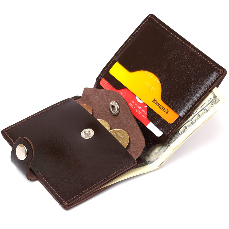 Стильное кожаное портмоне для мужчин Shvigel Коричневый