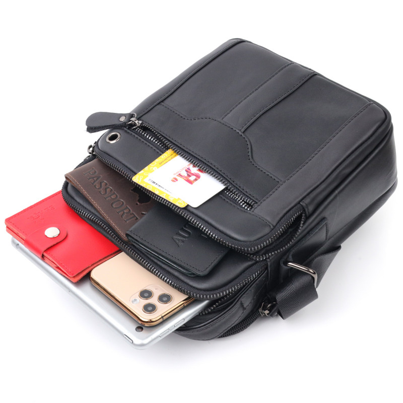 Сумка чоловіча Vintage шкіряна Чорний