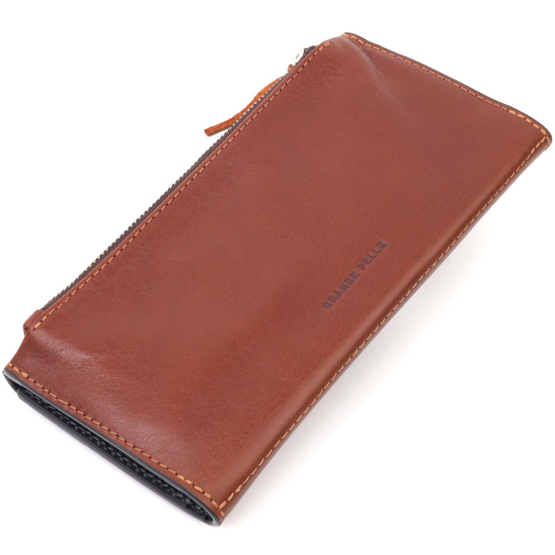 Практичне чоловіче портмоне Grande Pelle Коричневий