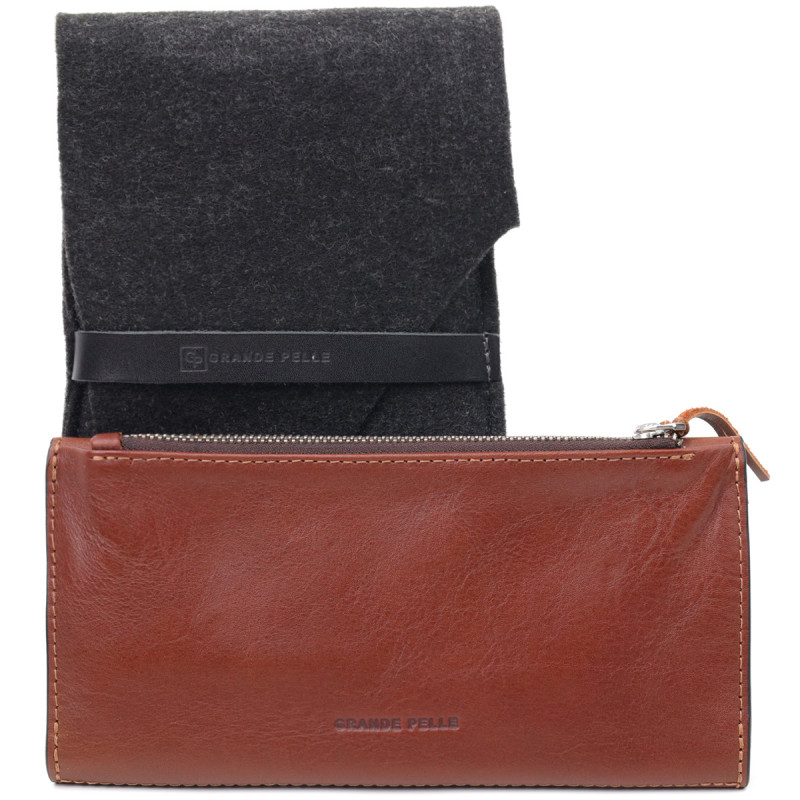 Практичне чоловіче портмоне Grande Pelle Коричневий