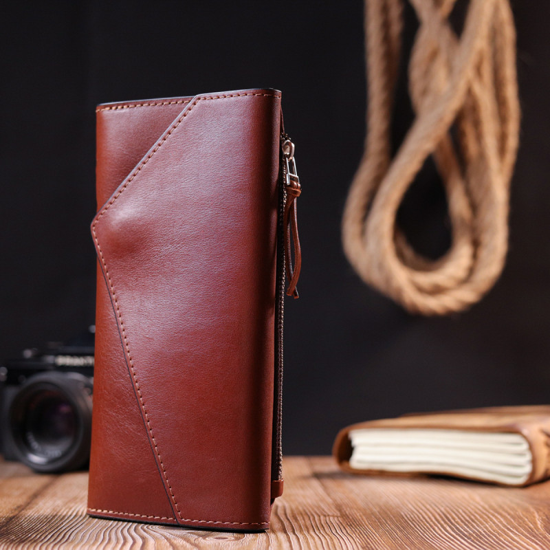 Практичне чоловіче портмоне Grande Pelle Коричневий