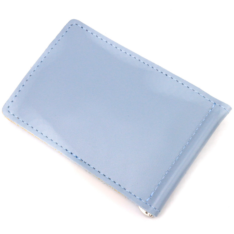 Чудовий шкіряний затискач комбі двох кольорів Серце GRANDE PELLE Жовто-блакитний