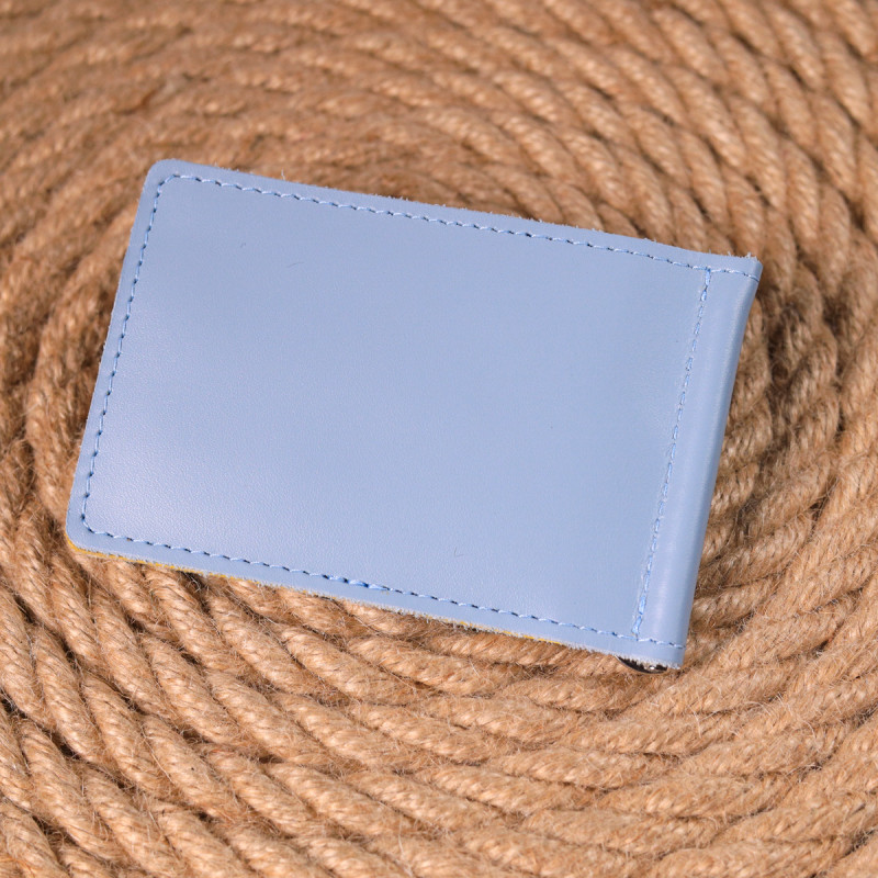 Чудовий шкіряний затискач комбі двох кольорів Серце GRANDE PELLE Жовто-блакитний