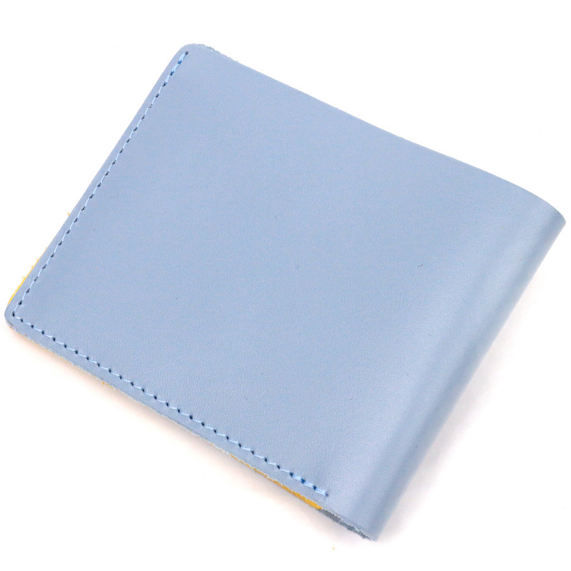 Оригінальний шкіряний гаманець комбі двох кольорів Серце GRANDE PELLE Жовто-блакитний