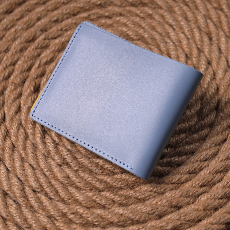 Оригінальний шкіряний гаманець комбі двох кольорів Серце GRANDE PELLE Жовто-блакитний