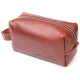 Мужская косметичка среднего размера из гладкой кожи на молнии Сердце GRANDE PELLE Светло-коричневая