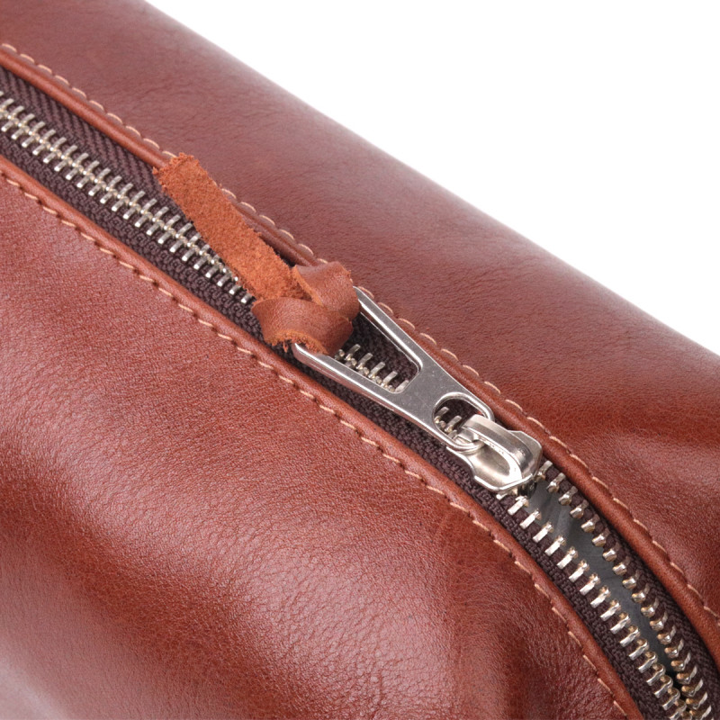 Мужской несессер среднего размера из гладкой кожи на молнии Украина GRANDE PELLE Светло-коричневый