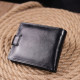 Мужской бумажник из натуральной гладкой кожи в два сложения ST Leather Черный
