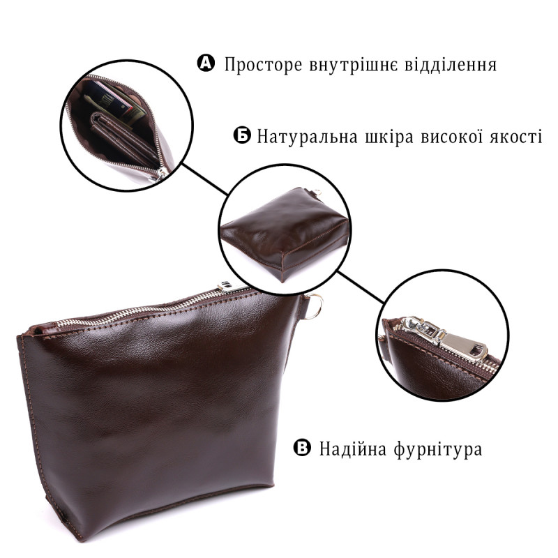 Небольшая кожаная косметичка Shvigel Коричневый