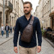 Сумка слінг чоловіча з натуральної фактурної шкіри Vintage Коричневий