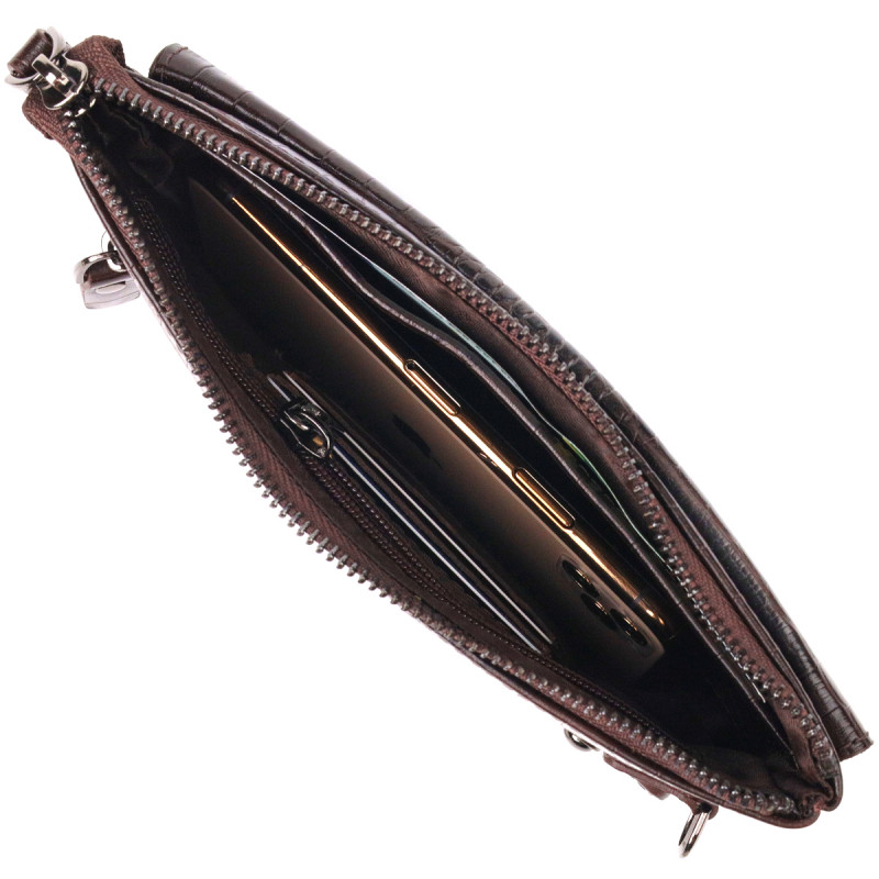 Мужской кожаный клатч для документов и города CANPELLINI Коричневый