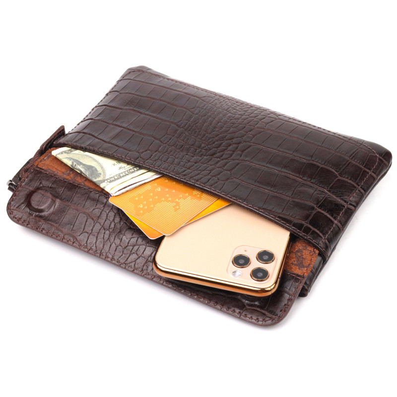 Мужской кожаный клатч для документов и города CANPELLINI Коричневый