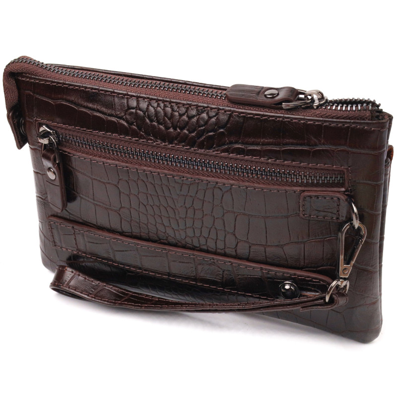 Мужской кожаный клатч для документов и города CANPELLINI Коричневый