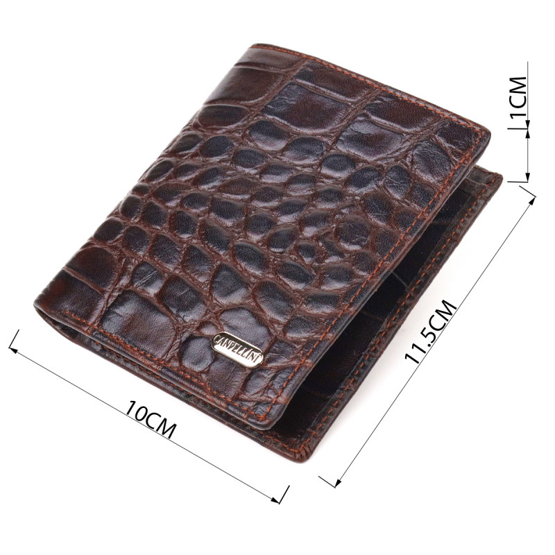 Стильное мужское портмоне из натуральной фактурной кожи CANPELLINI Коричневое