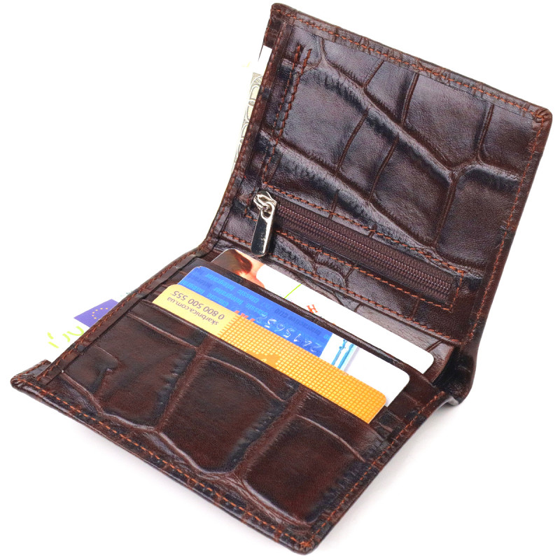 Стильное мужское портмоне из натуральной фактурной кожи CANPELLINI Коричневое