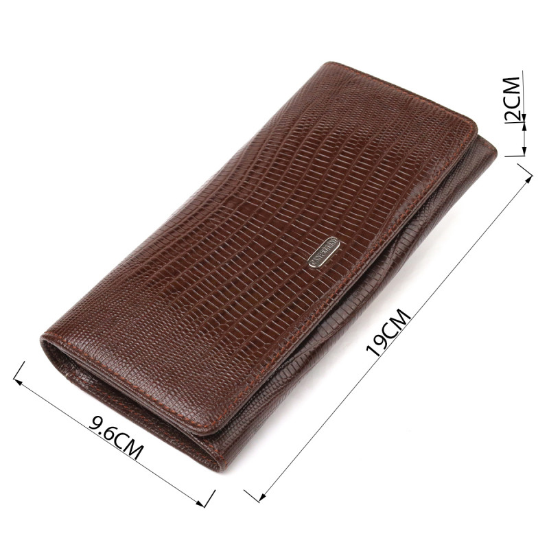 Стильный кошелек для женщин из натуральной фактурной кожи CANPELLINI Коричневый