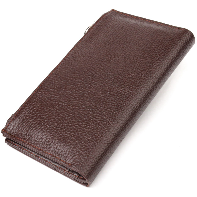 Стильный женский вертикальный кошелек из натуральной кожи CANPELLINI Коричневый