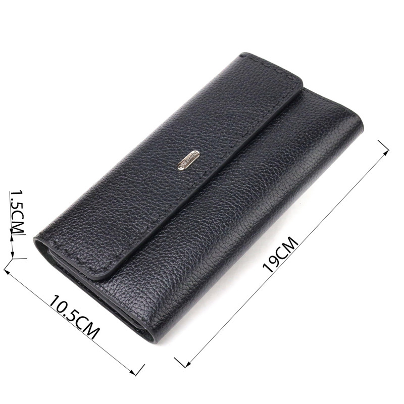 Функціональний жіночий гаманець з натуральної шкіри CANPELLINI Чорний