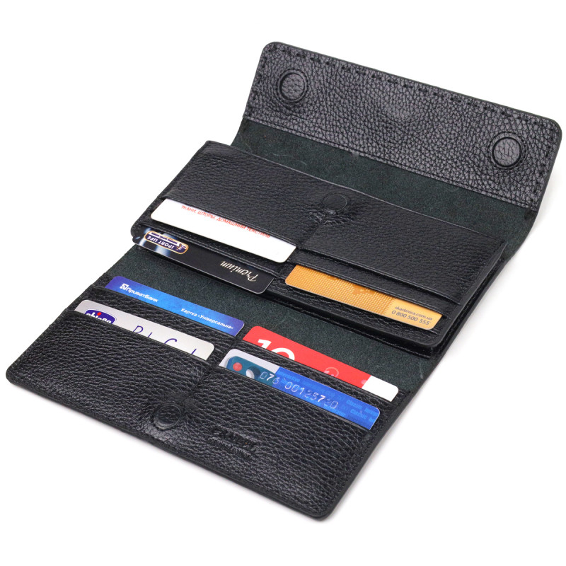 Функціональний жіночий гаманець з натуральної шкіри CANPELLINI Чорний