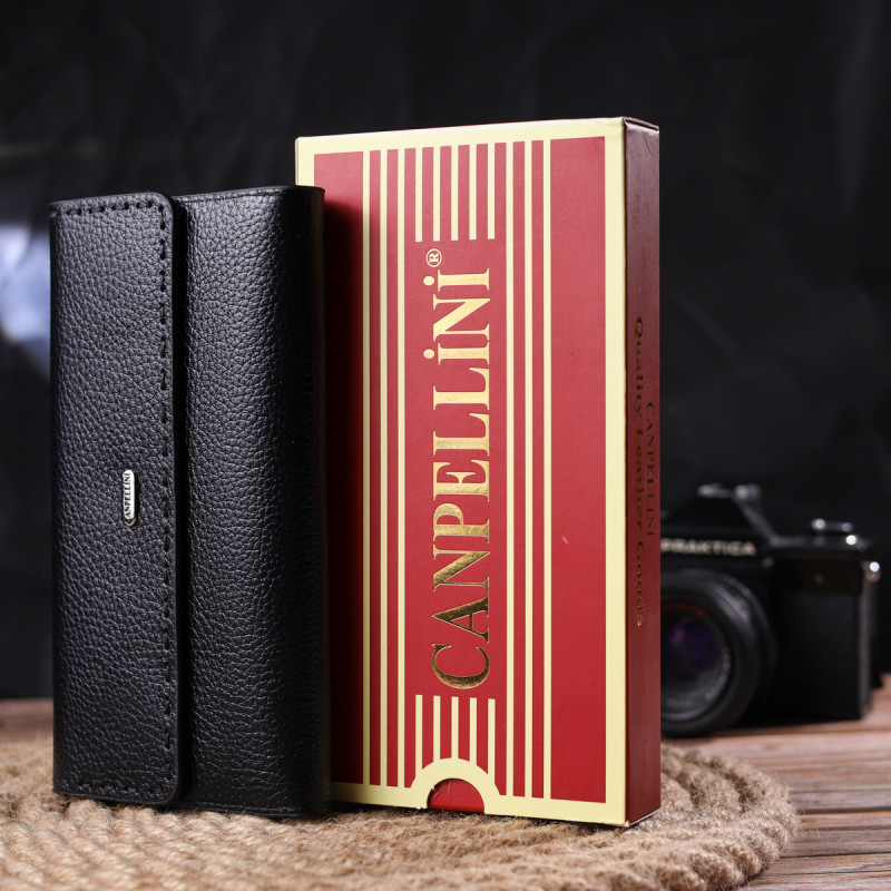 Функціональний жіночий гаманець з натуральної шкіри CANPELLINI Чорний