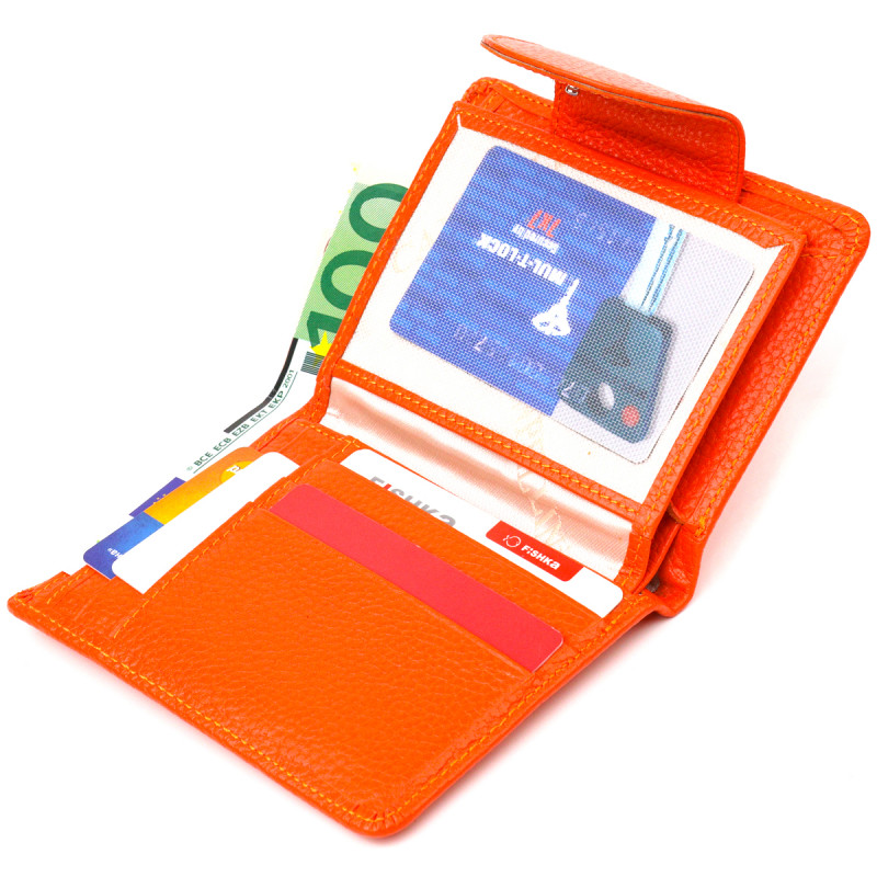 Унікальний вертикальний гаманець з натуральної шкіри CANPELLINI Помаранчевий