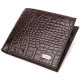 Стильное мужское портмоне из натуральной фактурной кожи с тиснением под крокодила CANPELLINI Коричневое