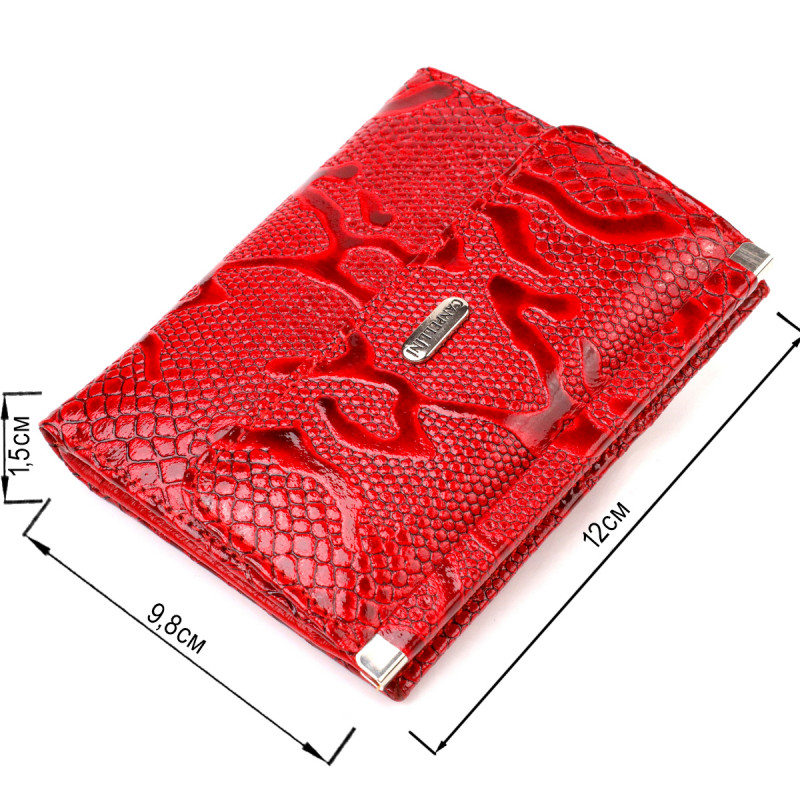 Превосходный кошелек для женщин среднего размера из натуральной кожи с тиснением под рептилию CANPELLINI Красный