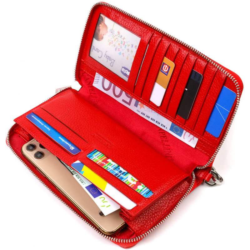 Яскравий клатч для жінок із натуральної шкіри CANPELLINI Червоний