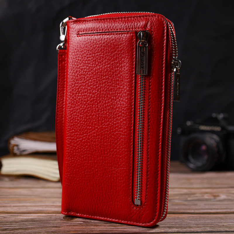 Яскравий клатч для жінок із натуральної шкіри CANPELLINI Червоний