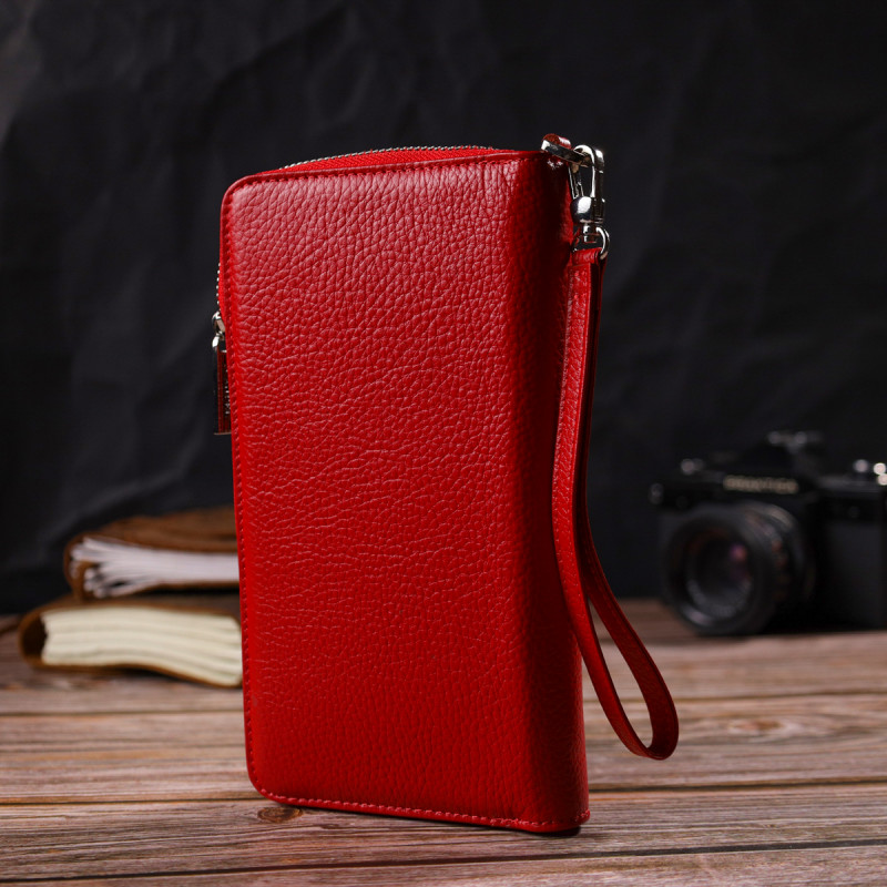 Яскравий клатч для жінок із натуральної шкіри CANPELLINI Червоний