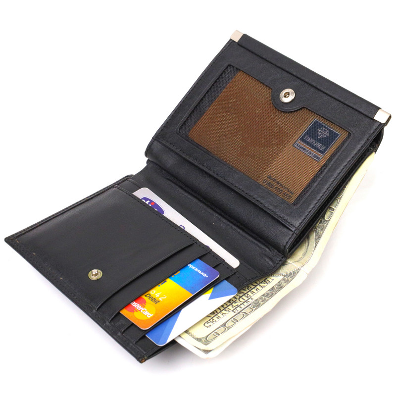 Ультрамодний гаманець для жінок з натуральної гладкої шкіри CANPELLINI Чорний