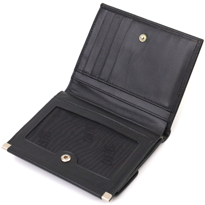 Ультрамодний гаманець для жінок з натуральної гладкої шкіри CANPELLINI Чорний